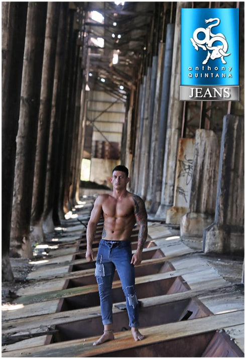 Men's AQ Patched Skinny Fit Stretch Jean "Brooklyn"